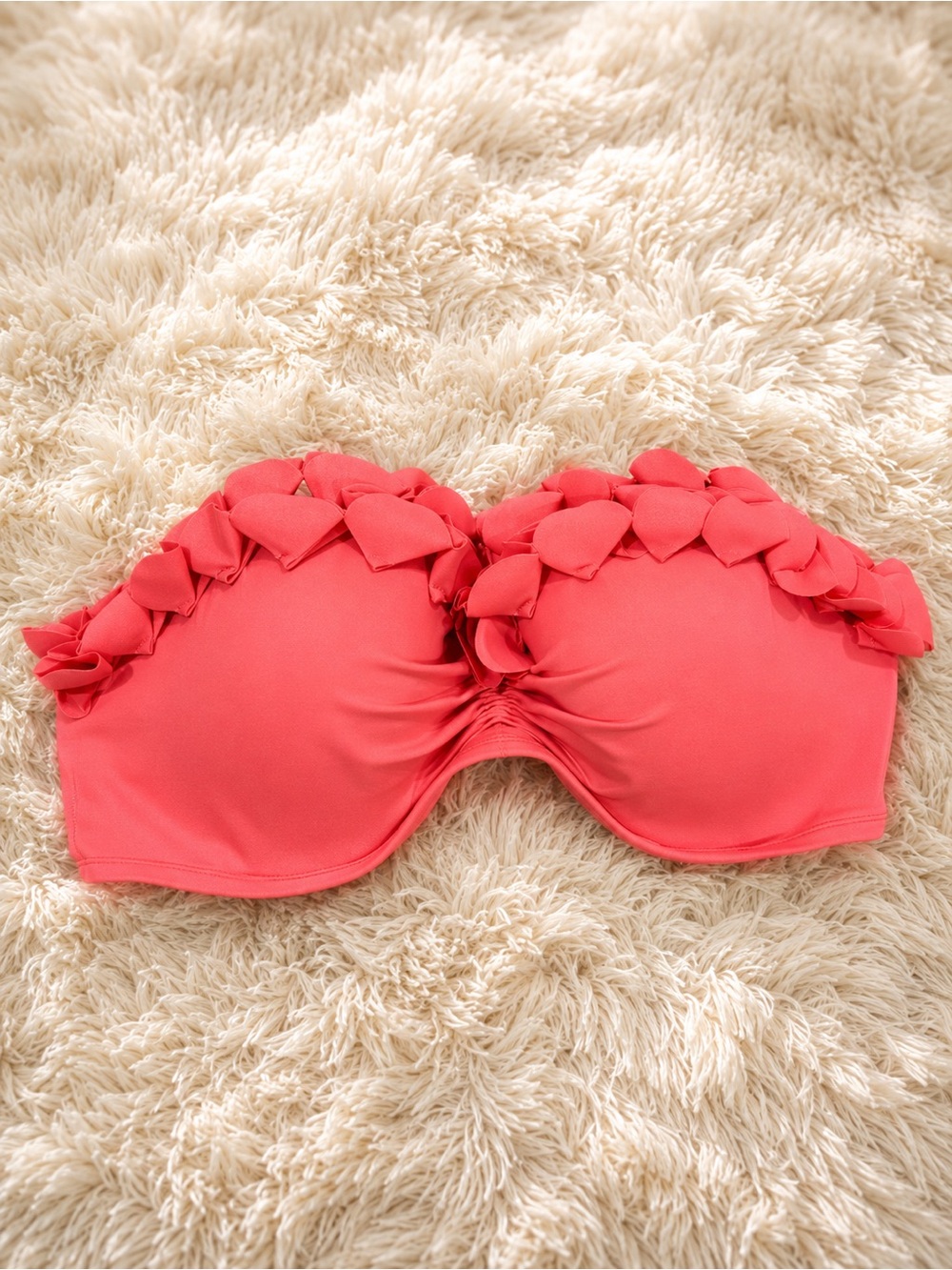 Victoria's Secret Coral Pink Ruffle Bandeau Swim Top